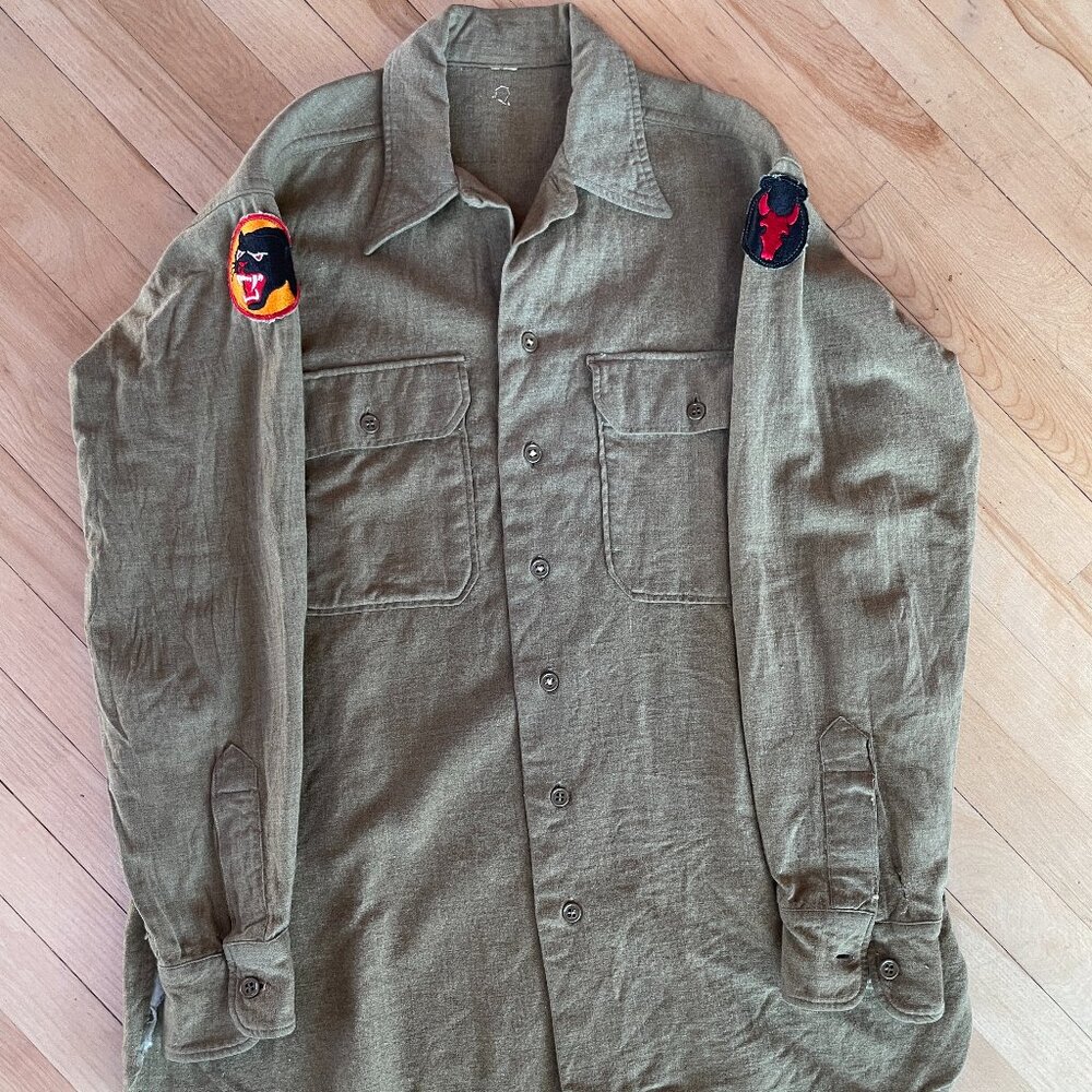 Vintage 1940s WW2 US Army Field Shirt Wool Flannel